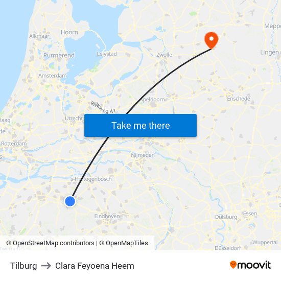 Tilburg to Clara Feyoena Heem map