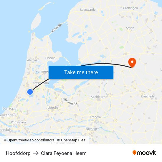 Hoofddorp to Clara Feyoena Heem map