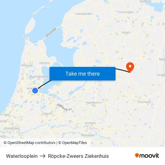 Waterlooplein to Röpcke-Zweers Ziekenhuis map