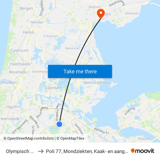 Olympisch Stadion to Poli 77, Mondziekten, Kaak- en aangezichtschirurgie map