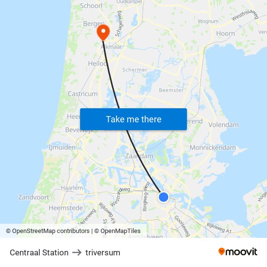 Centraal Station to triversum map