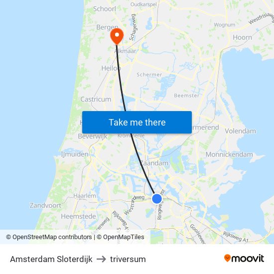 Amsterdam Sloterdijk to triversum map