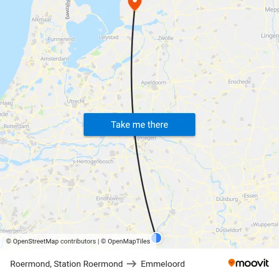 Roermond, Station Roermond to Emmeloord map