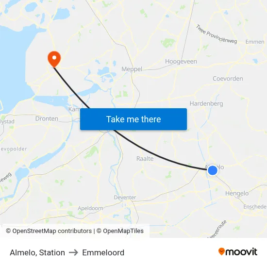 Almelo, Station to Emmeloord map