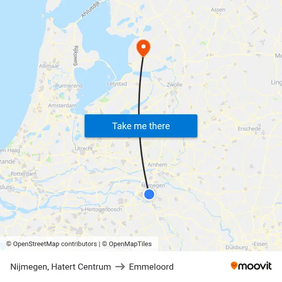 Nijmegen, Hatert Centrum to Emmeloord map