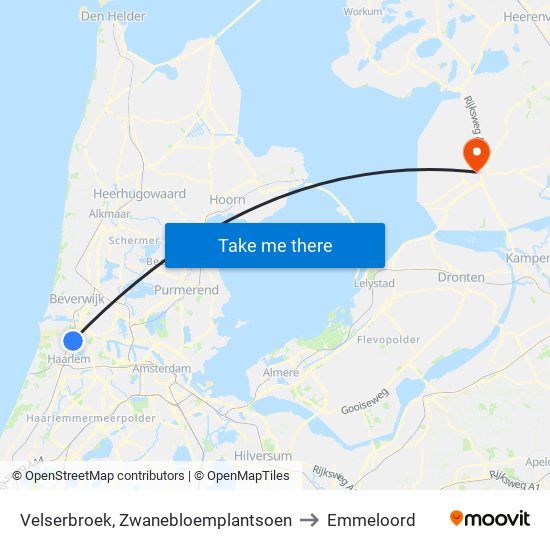 Velserbroek, Zwanebloemplantsoen to Emmeloord map