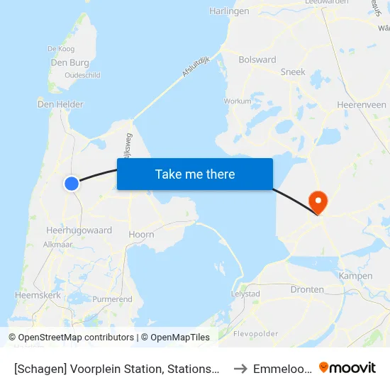 [Schagen] Voorplein Station, Stationsweg to Emmeloord map