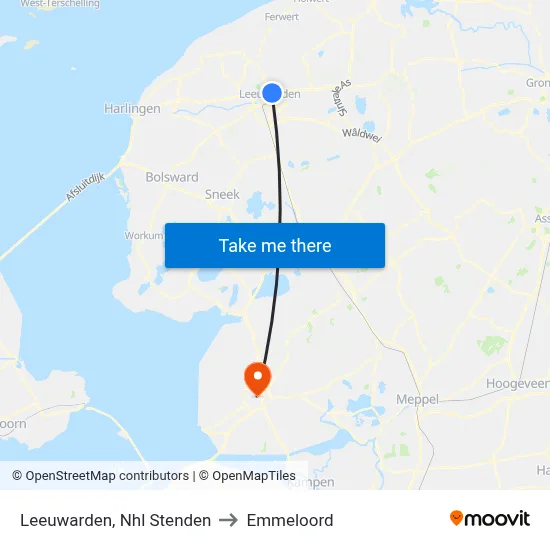 Leeuwarden, Nhl Stenden to Emmeloord map
