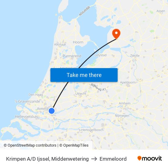 Krimpen A/D Ijssel, Middenwetering to Emmeloord map