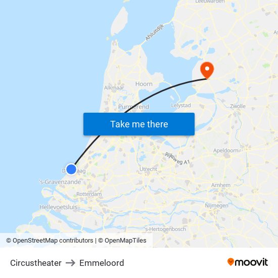 Circustheater to Emmeloord map