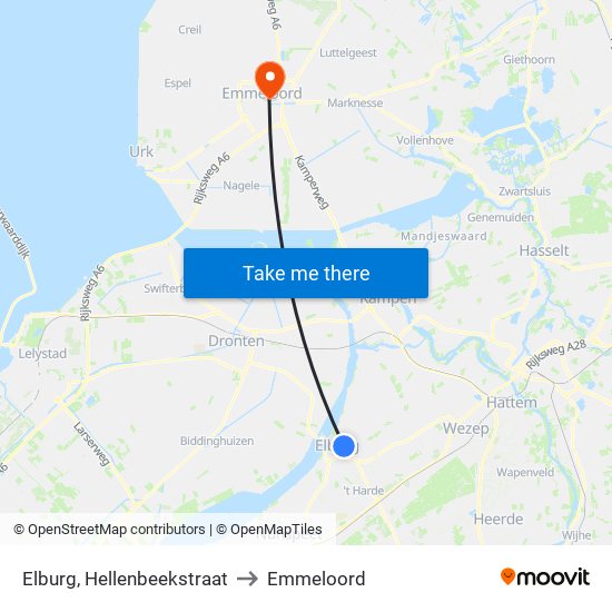 Elburg, Hellenbeekstraat to Emmeloord map