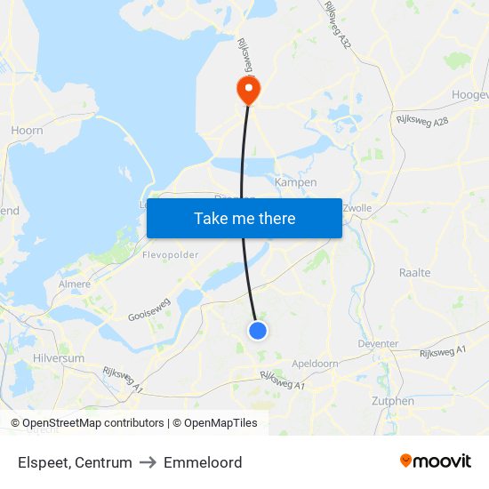 Elspeet, Centrum to Emmeloord map