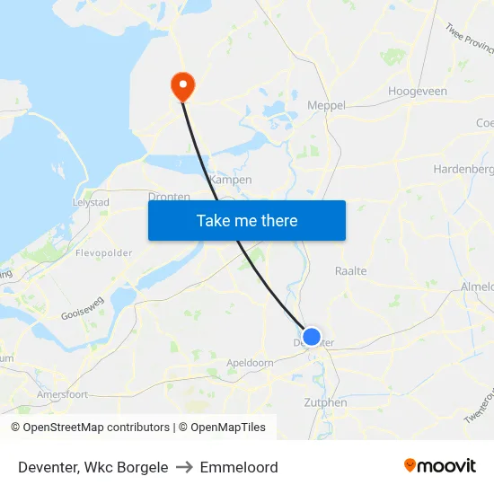 Deventer, Wkc Borgele to Emmeloord map