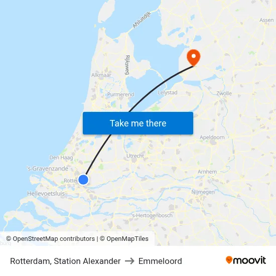 Rotterdam, Station Alexander to Emmeloord map
