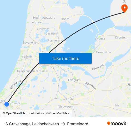 'S-Gravenhage, Leidschenveen to Emmeloord map