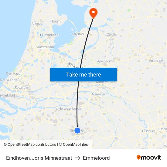 Eindhoven, Joris Minnestraat to Emmeloord map