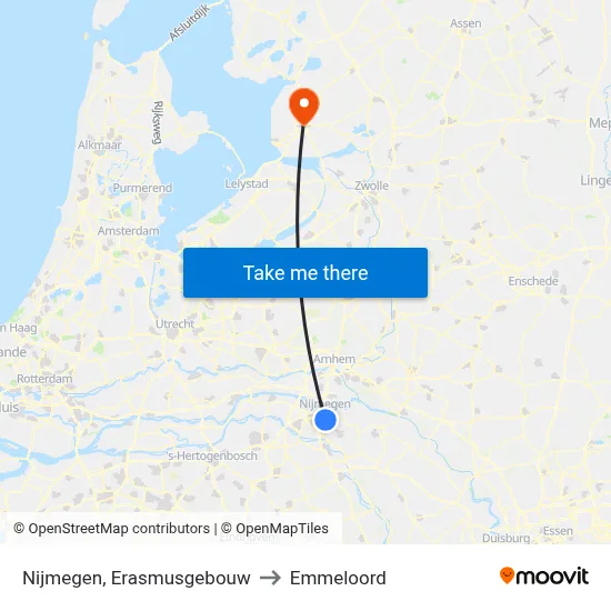Nijmegen, Erasmusgebouw to Emmeloord map