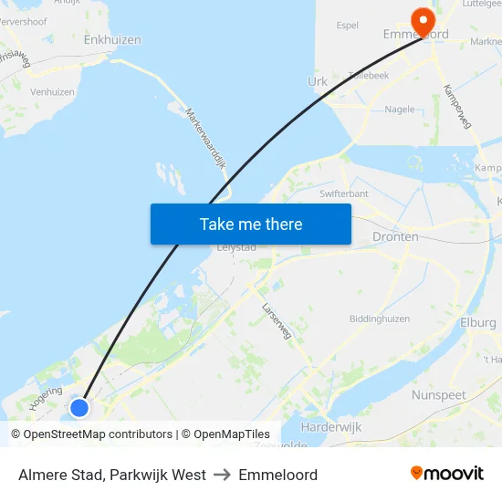 Almere Stad, Parkwijk West to Emmeloord map