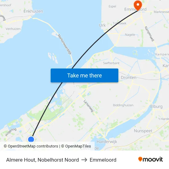 Almere Hout, Nobelhorst Noord to Emmeloord map