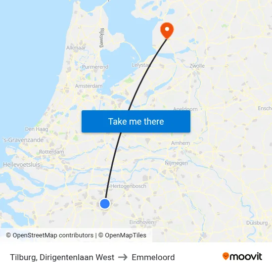 Tilburg, Dirigentenlaan West to Emmeloord map