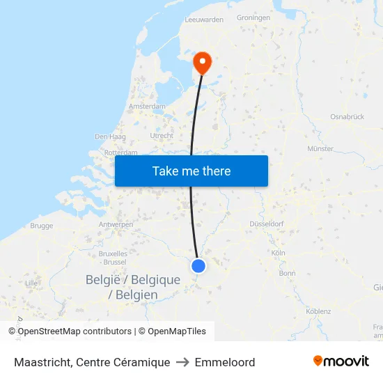 Maastricht, Centre Céramique to Emmeloord map