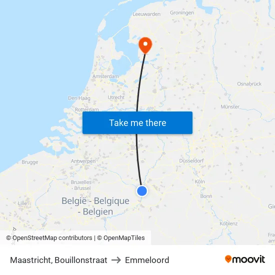 Maastricht, Bouillonstraat to Emmeloord map