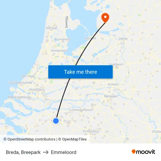 Breda, Breepark to Emmeloord map