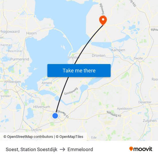 Soest, Station Soestdijk to Emmeloord map