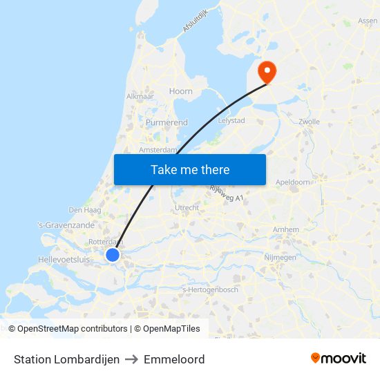 Station Lombardijen to Emmeloord map