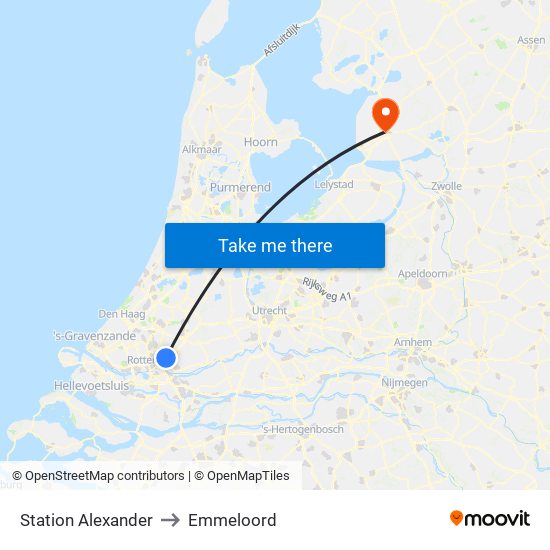 Station Alexander to Emmeloord map