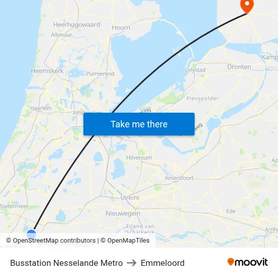 Busstation Nesselande Metro to Emmeloord map