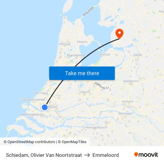 Schiedam, Olivier Van Noortstraat to Emmeloord map