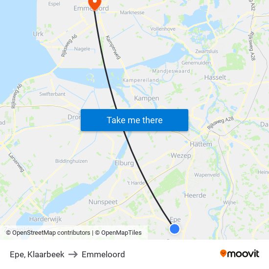 Epe, Klaarbeek to Emmeloord map