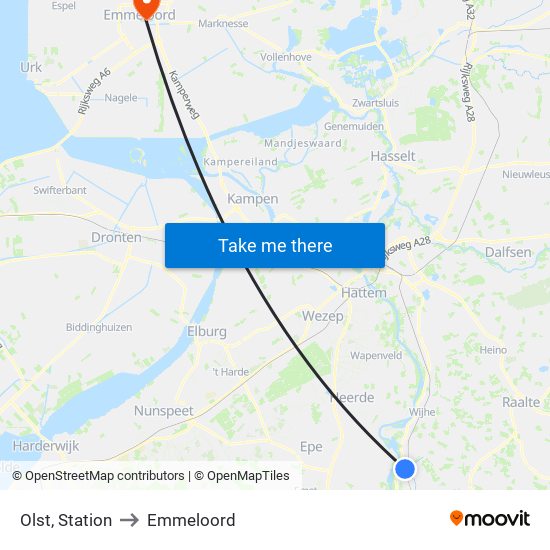 Olst, Station to Emmeloord map