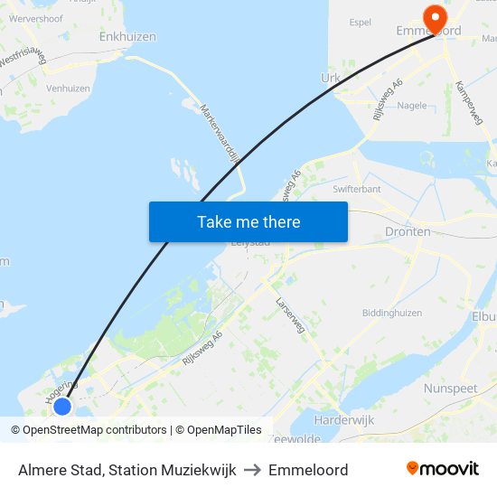 Almere Stad, Station Muziekwijk to Emmeloord map