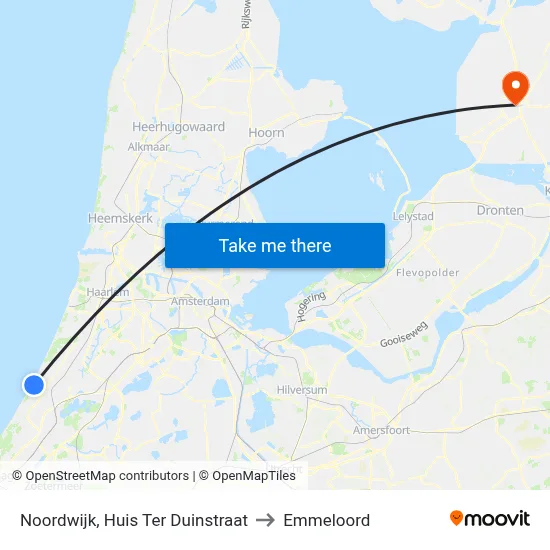 Noordwijk, Huis Ter Duinstraat to Emmeloord map