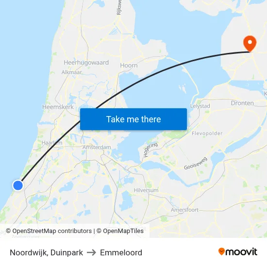 Noordwijk, Duinpark to Emmeloord map