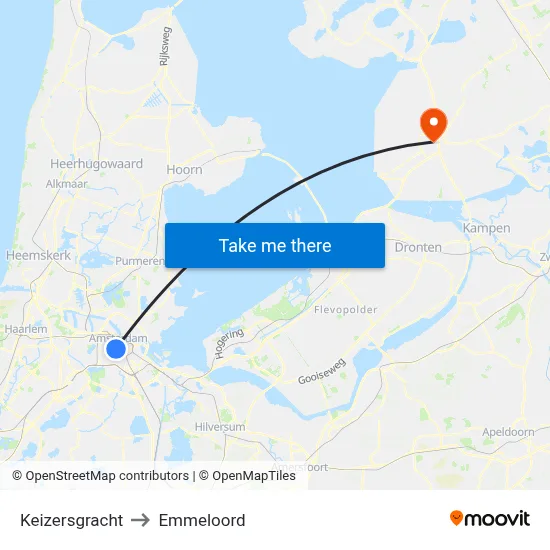 Keizersgracht to Emmeloord map
