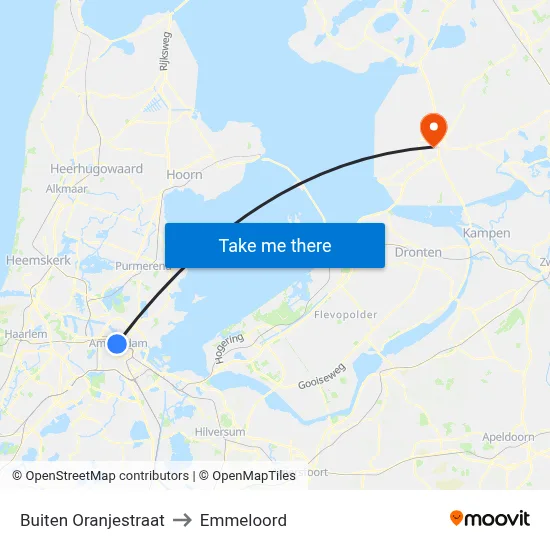 Buiten Oranjestraat to Emmeloord map
