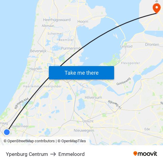 Ypenburg Centrum to Emmeloord map