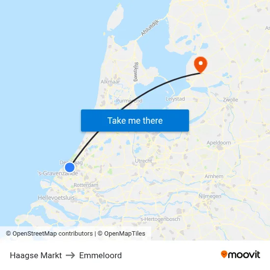 Haagse Markt to Emmeloord map