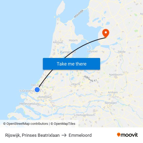 Rijswijk, Prinses Beatrixlaan to Emmeloord map