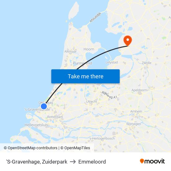 'S-Gravenhage, Zuiderpark to Emmeloord map