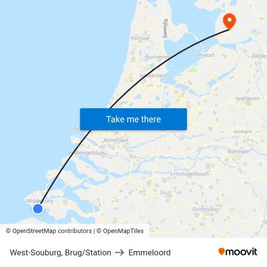 West-Souburg, Brug/Station to Emmeloord map