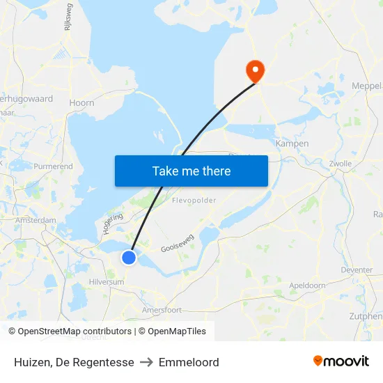 Huizen, De Regentesse to Emmeloord map