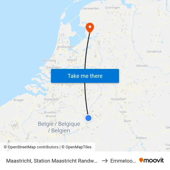 Maastricht, Station Maastricht Randwyck to Emmeloord map