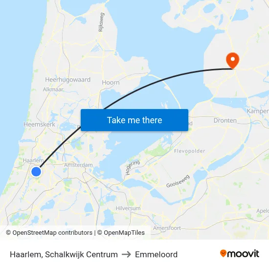 Haarlem, Schalkwijk Centrum to Emmeloord map