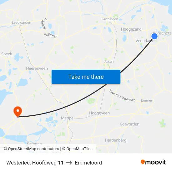 Westerlee, Hoofdweg 11 to Emmeloord map