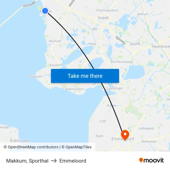 Makkum, Sporthal to Emmeloord map