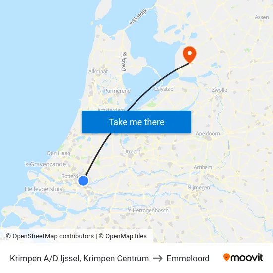 Krimpen A/D Ijssel, Krimpen Centrum to Emmeloord map